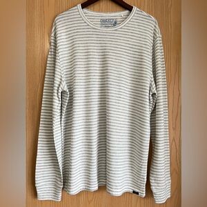 Faherty Classic Striped Long Sleeve Tee in Gray and Cream